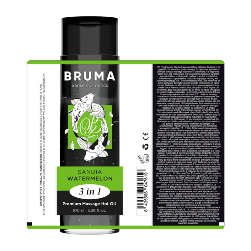 Bruma aceite de masaje premium efecto calor sabor sandía 3 en 1 100 ml
