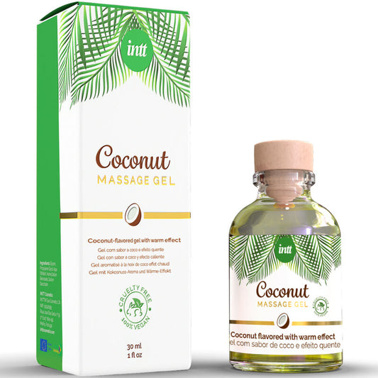 INTT gel de masaje vegano con sabor a coco y efecto calor 30 ml