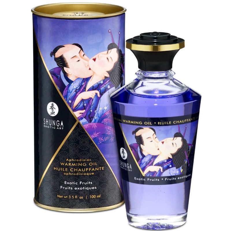 Shunga aceite masaje efecto calor sabor frutas exóticas 100 ml