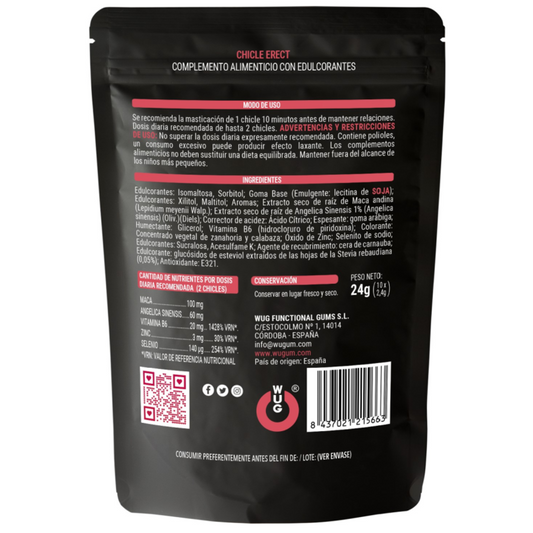 WUG Erect – chicle para potenciar la energía y el rendimiento masculino