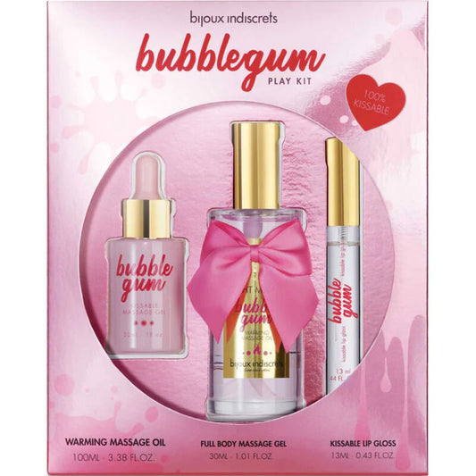 Bijoux Indiscrets Bubblegum Play Kit con aceite gel & brillo de labios