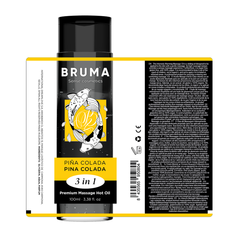 Bruma aceite de masaje premium efecto calor sabor piña colada 3 en 1 100 ml
