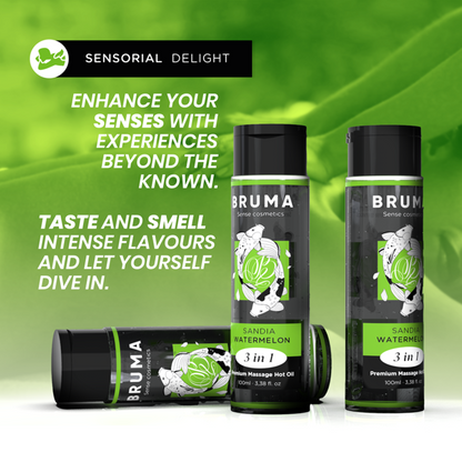 Bruma aceite de masaje premium efecto calor sabor sandía 3 en 1 100 ml
