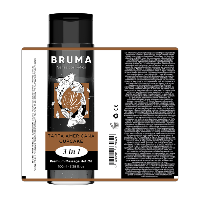 Bruma aceite de masaje premium efecto calor sabor tarta americana 3 en 1 100 ml