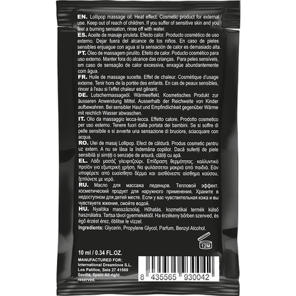 Coquette pocket aceite masaje kissable efecto calor piruleta 10 ml