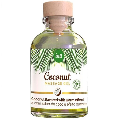 INTT gel de masaje vegano con sabor a coco y efecto calor 30 ml