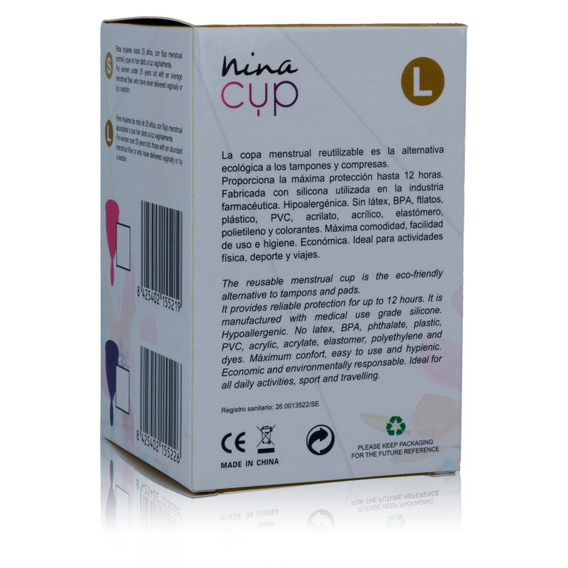 Nina Kikí copa menstrual rosa talla L