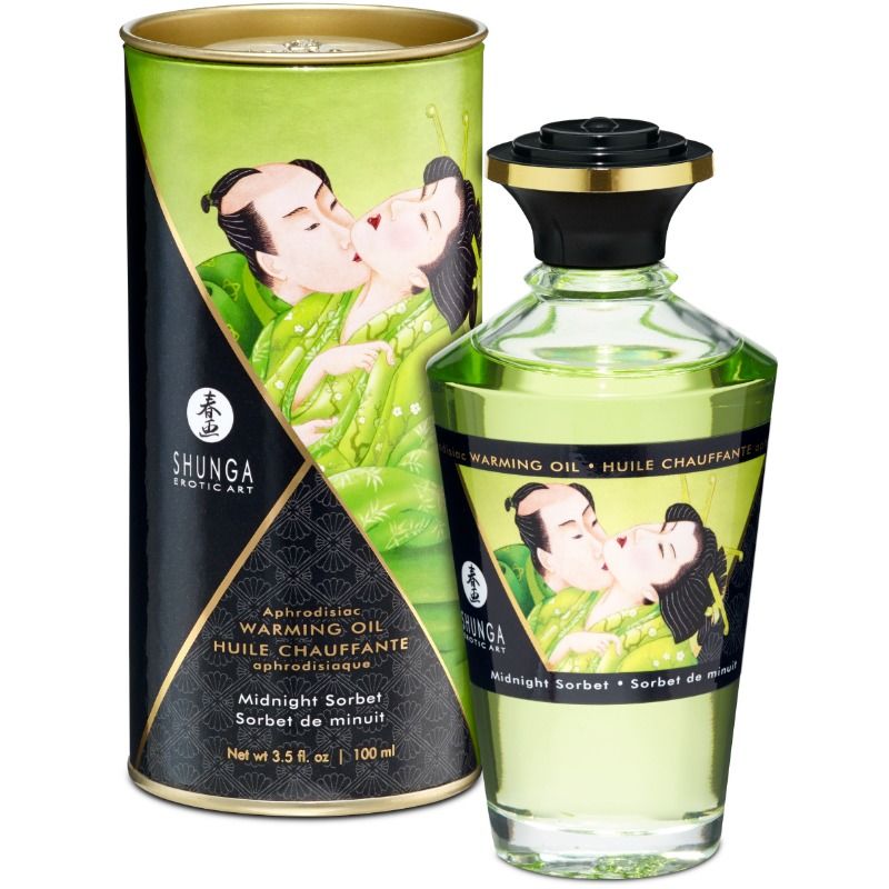 Shunga aceite masaje efecto calor sabor sorbete de medianoche 100 ml
