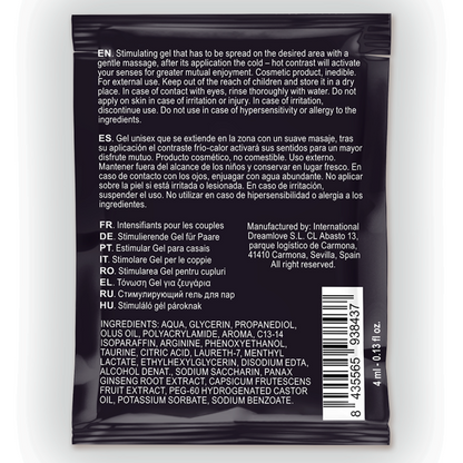 Spartan Gel potenciador erección efecto frío calor 100% vegano 4 ml