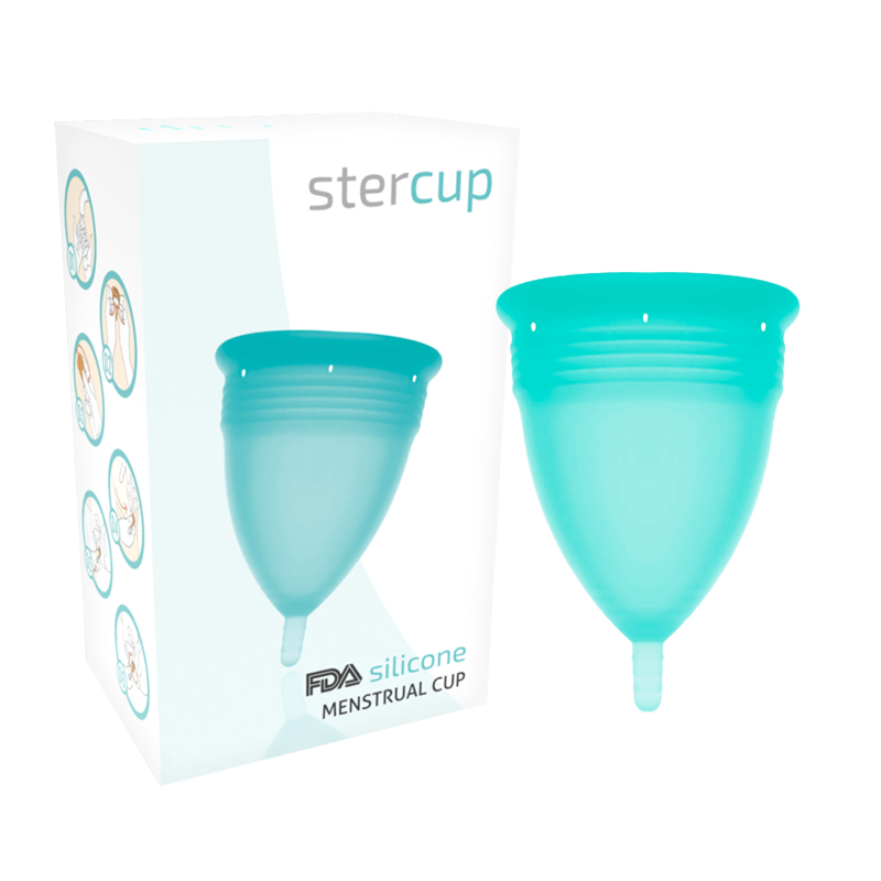 Stercup copa menstrual FDA silicona aquamarina talla L