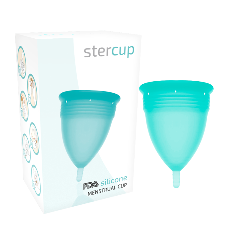 Stercup copa menstrual FDA silicona aquamarina talla S