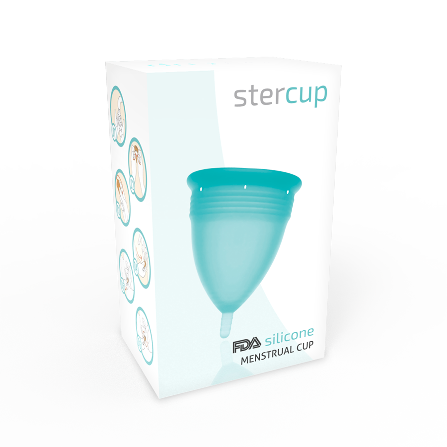 Stercup copa menstrual FDA silicona aquamarina talla S