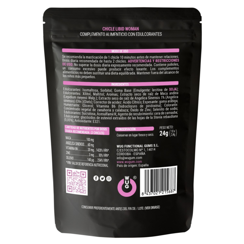 Wug Libid woman – chicle para potenciar la vitalidad femenina